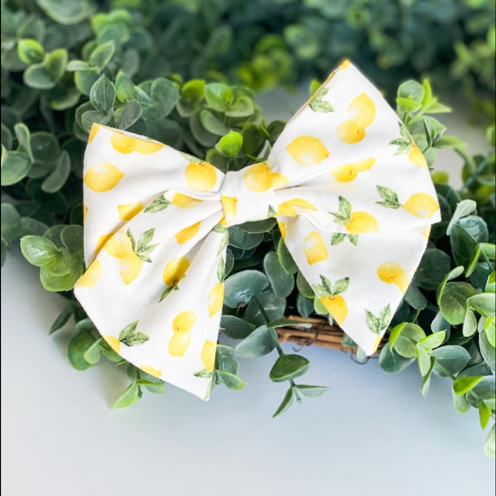 Lemon Fabric Hair Bow
